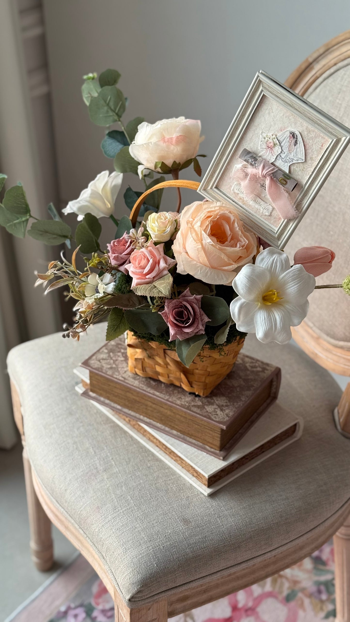 Small artificial flower basket