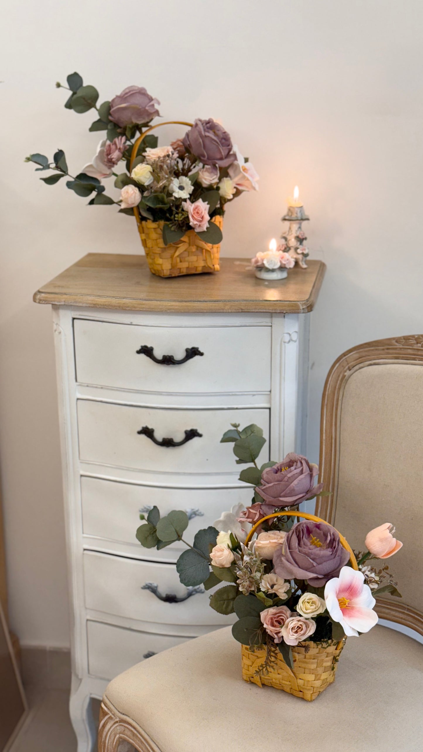 Small artificial flower basket