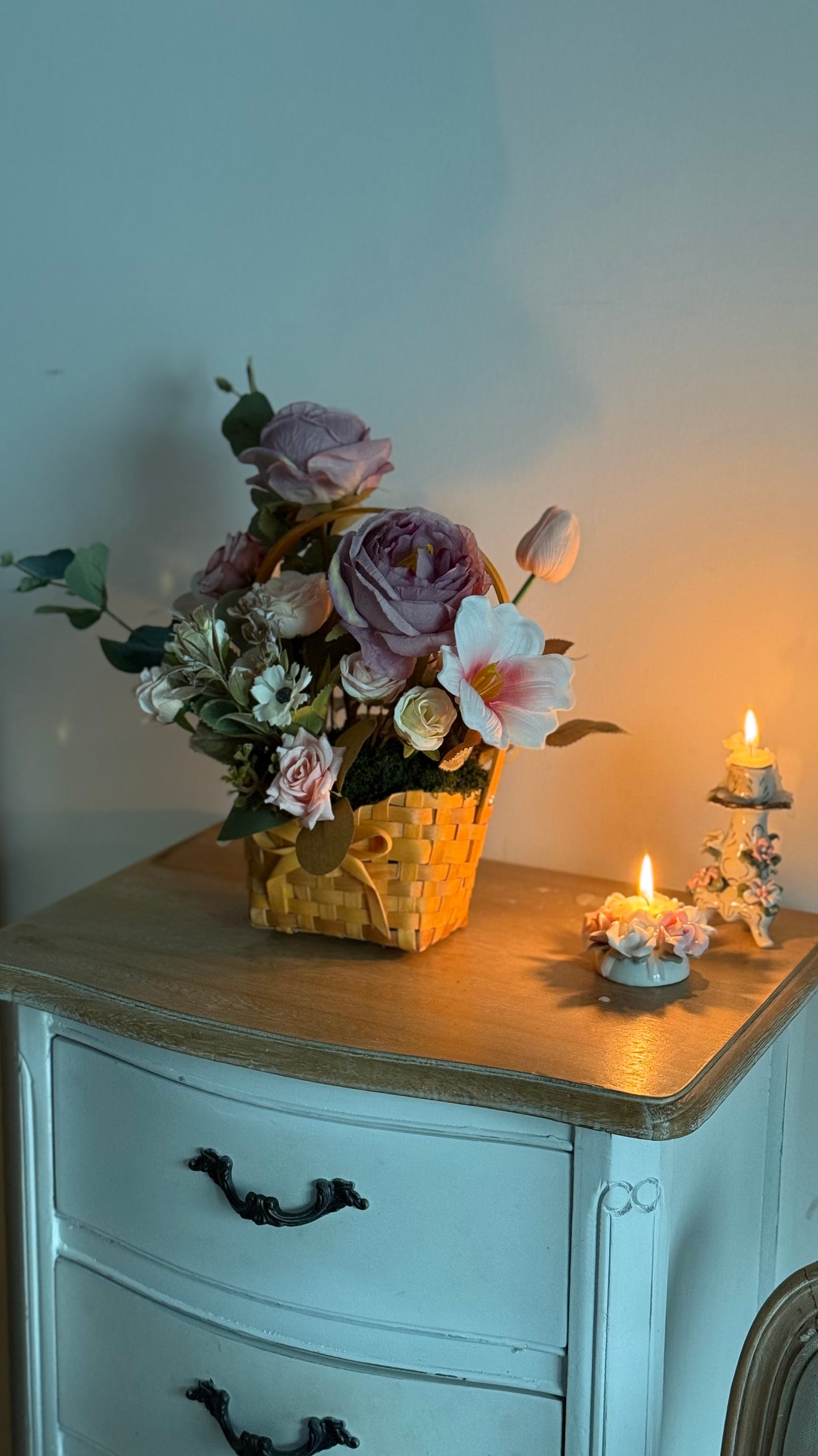 Small artificial flower basket