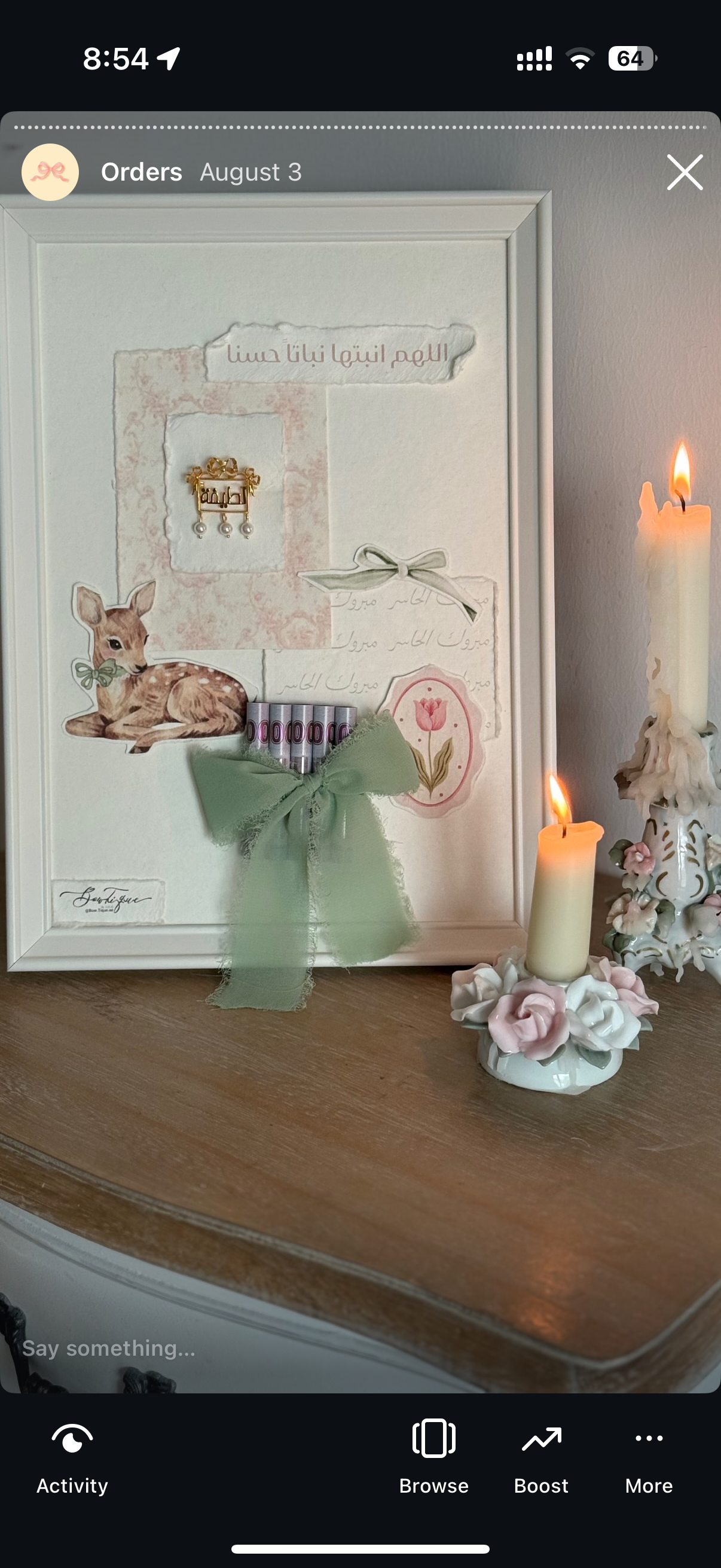 Framed gift wrapping Deer Baby girl