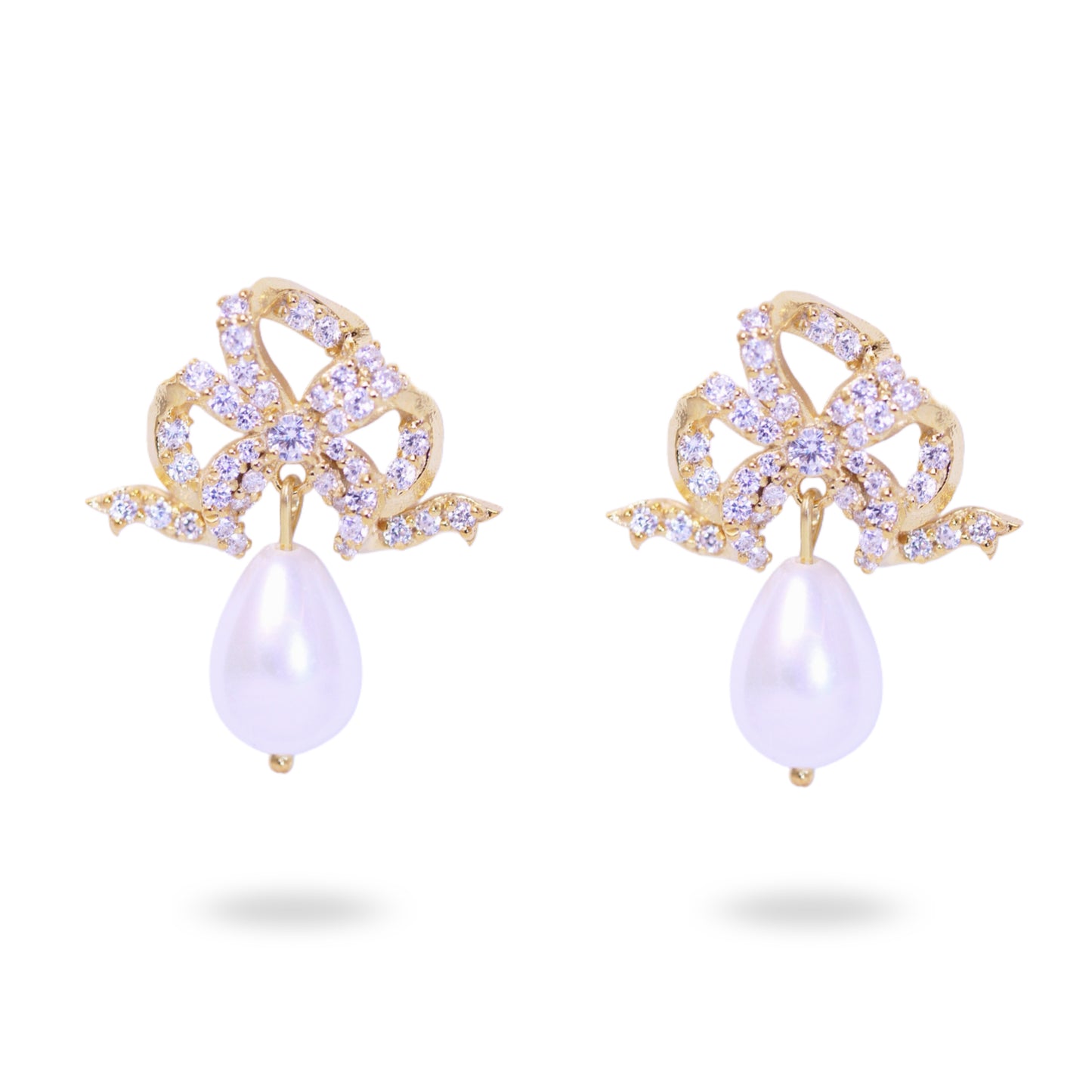Victorian bow full zircon earring