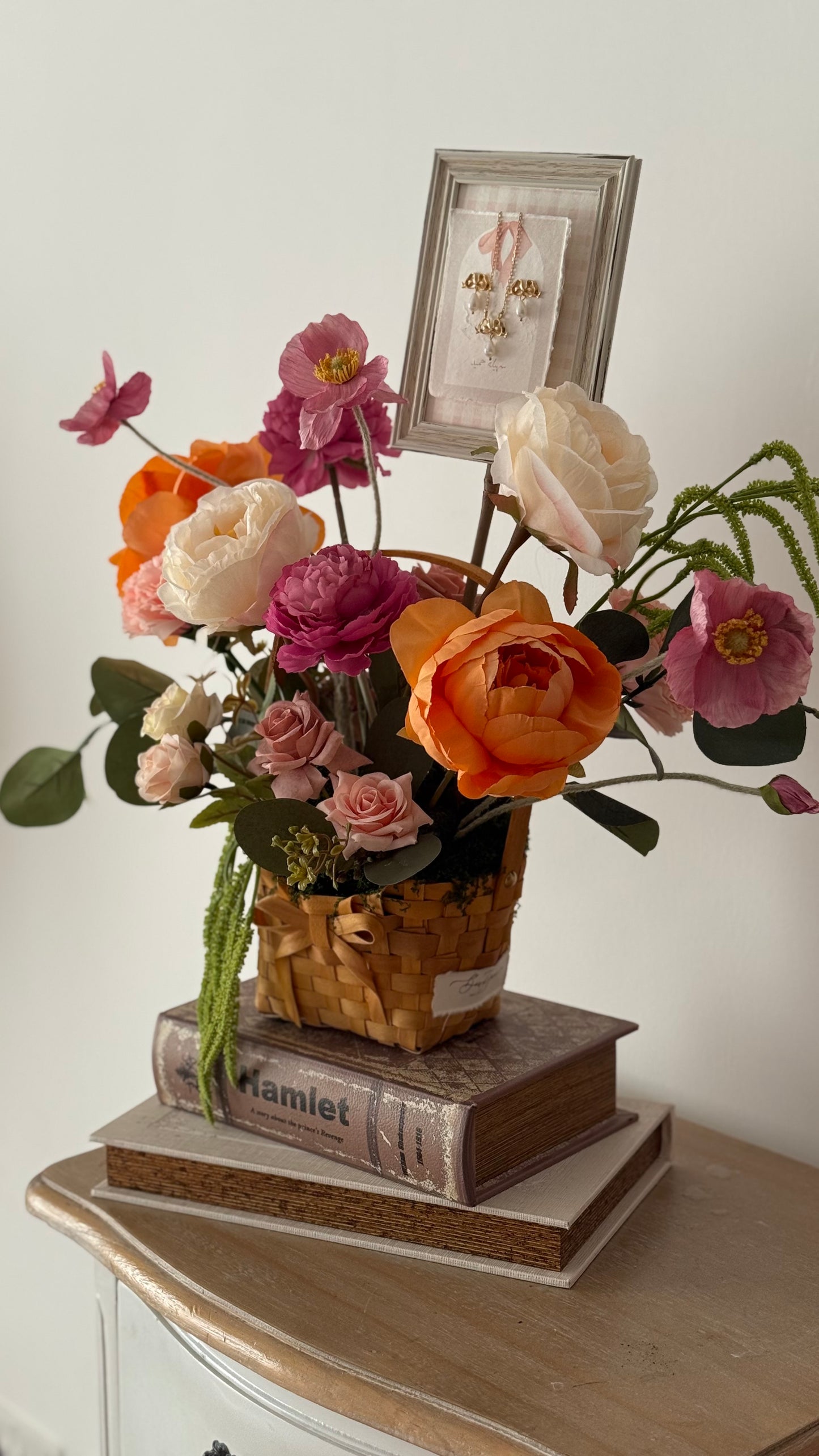 Small artificial flower basket