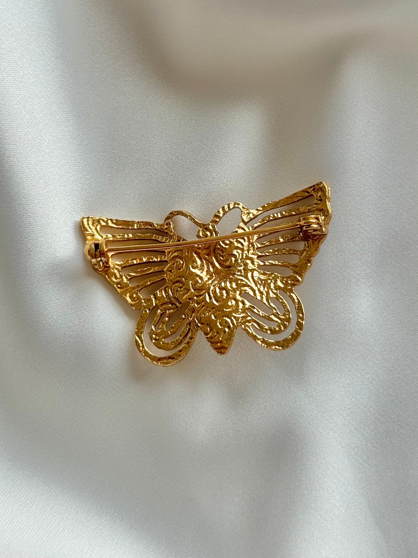 Vintage butterfly & rose brooch