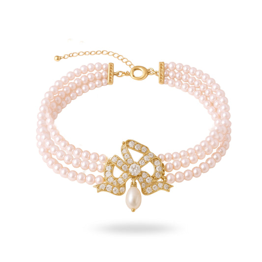 Victorian bow full zircon choker (Large)
