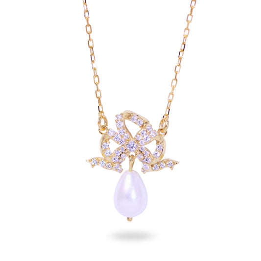 Victorian bow full zircon necklace