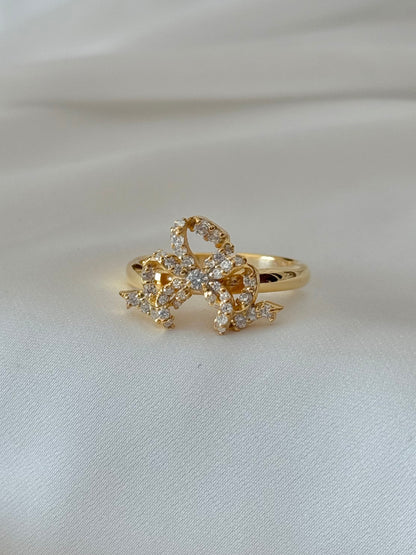 Victorian bow full zircon ring