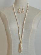 Long pearl tassel necklace set (big)