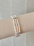 Real pearls bracelet with silver crystals