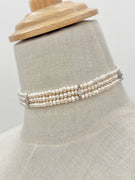 Fresh water pearl choker and silver crystals