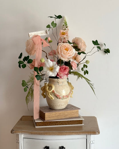 Ceramic bow details flower arrangement