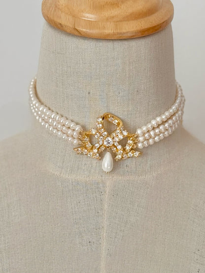 Victorian bow full zircon choker (Large)