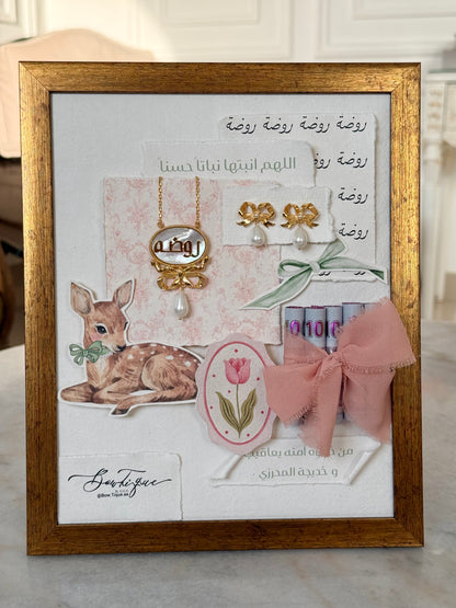 Framed gift wrapping Deer Baby girl