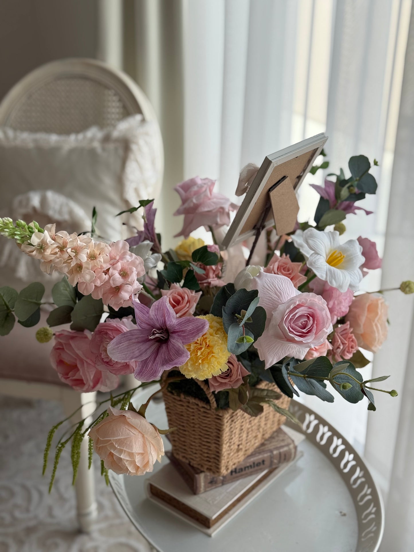 Large basket flower arrangement