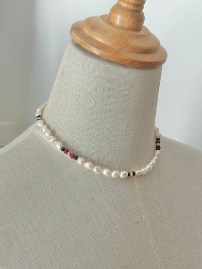 Pearl and ruby choker