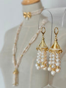 Pearl tassel set : Necklace & Earring with gold plated silver (without choker)