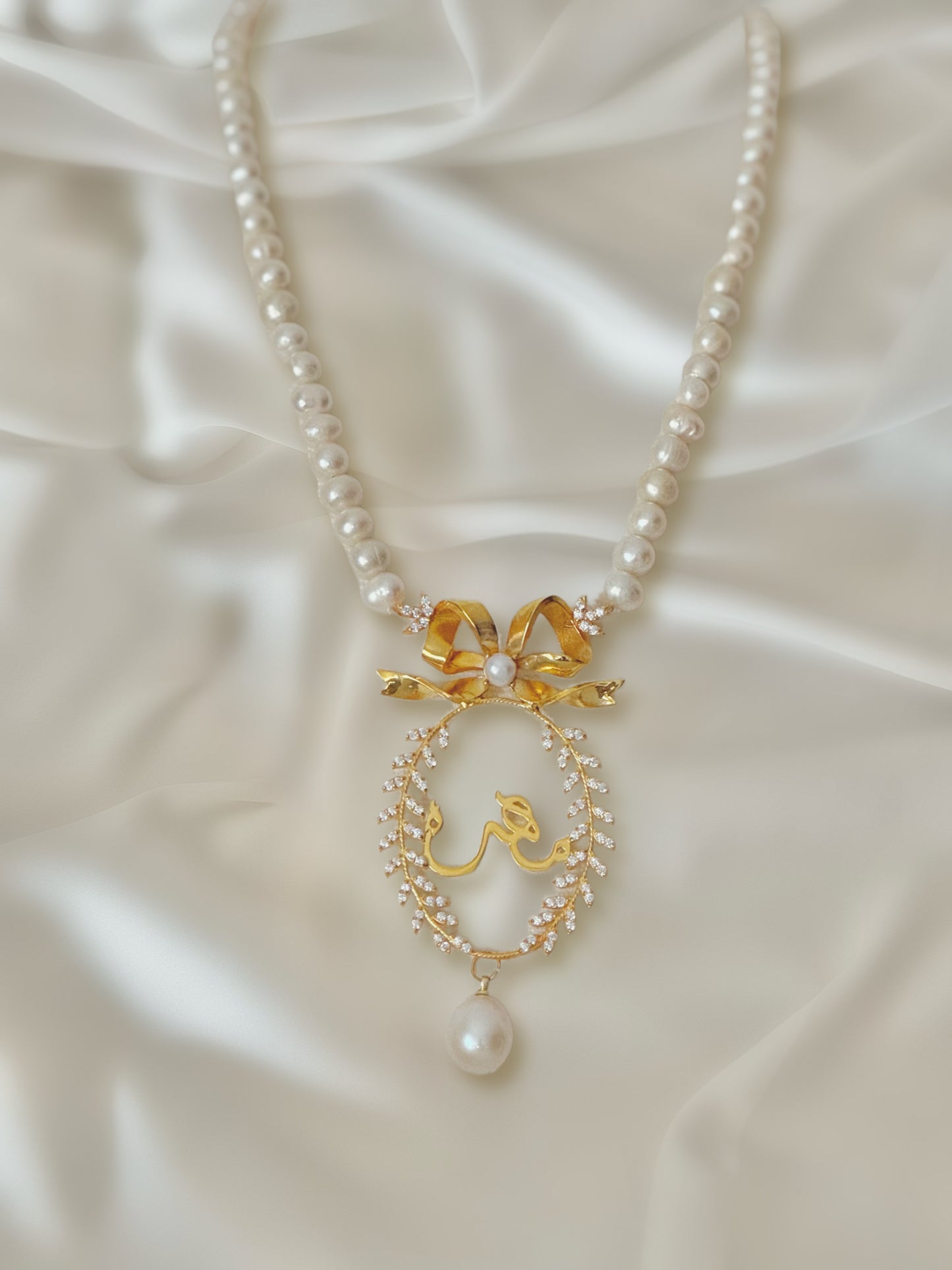 Gold plated silver with zircon & pearls