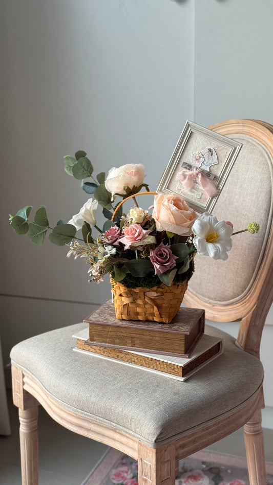 Small artificial flower basket