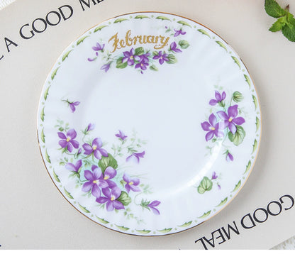 European Vintage style months Flower Service Plate