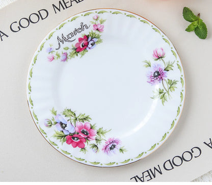 European Vintage style months Flower Service Plate