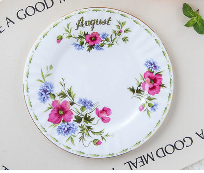 European Vintage style months Flower Service Plate