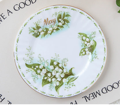 European Vintage style months Flower Service Plate