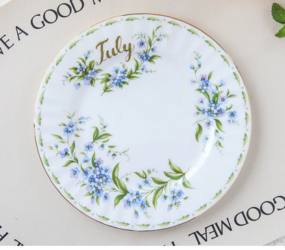 European Vintage style months Flower Service Plate