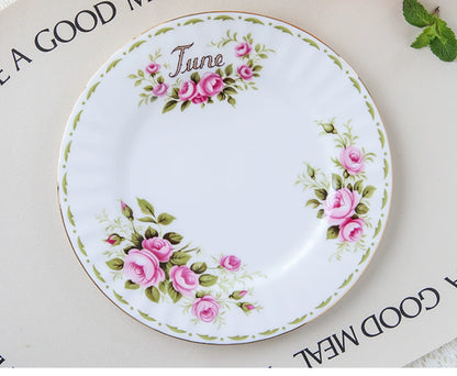 European Vintage style months Flower Service Plate