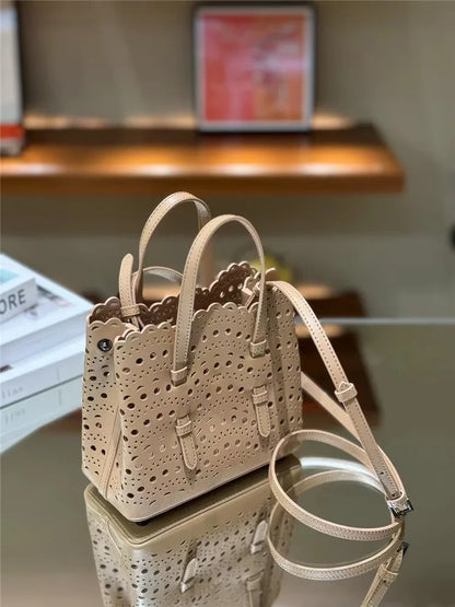 Calfskin Micro Tote Bag Lace Pattern