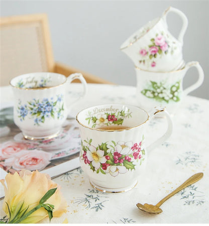 Vintage style Ceramic Seasonal Flower Mug