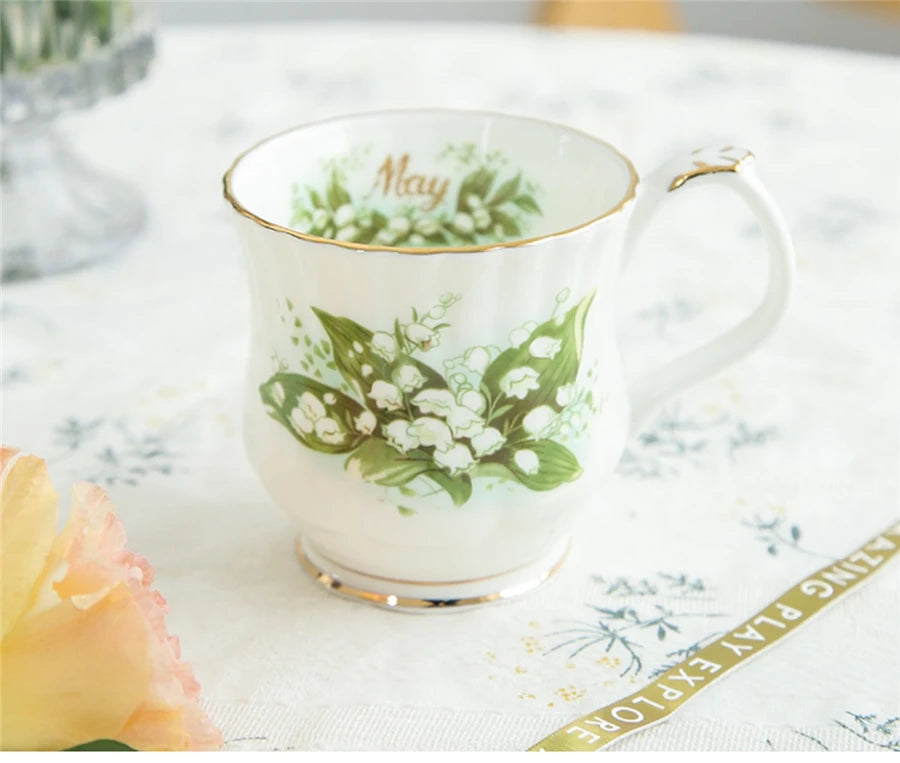 Vintage style Ceramic Seasonal Flower Mug