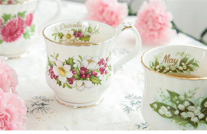 Vintage style Ceramic Seasonal Flower Mug