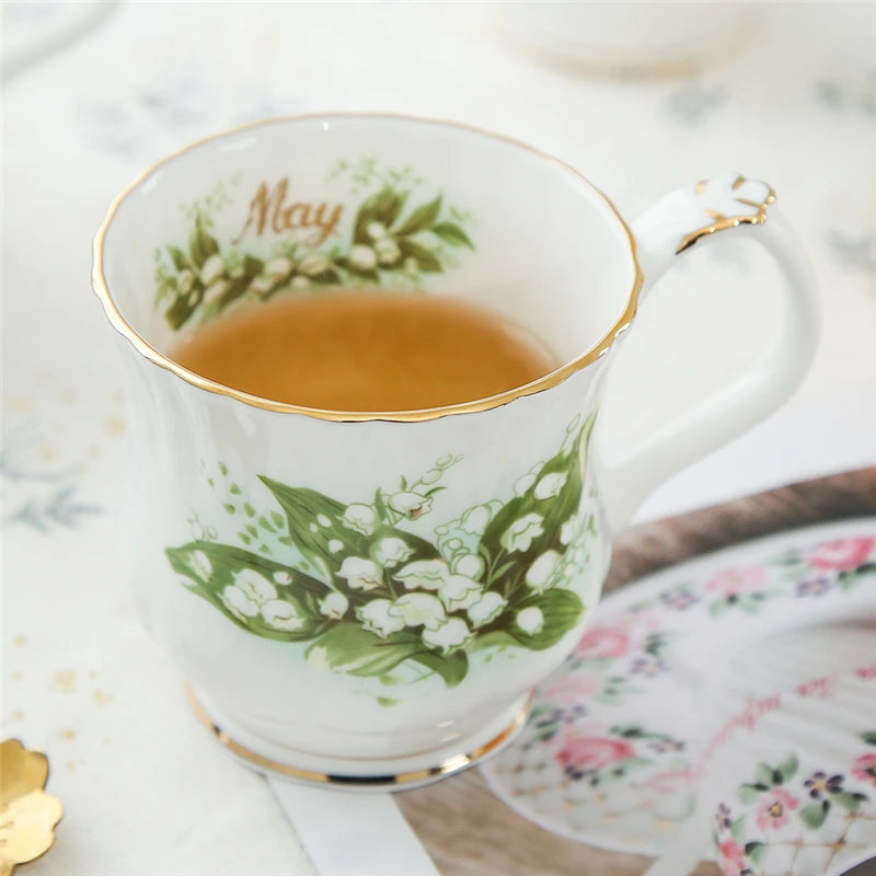 Vintage style Ceramic Seasonal Flower Mug