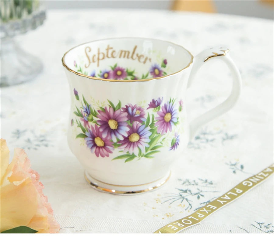 Vintage style Ceramic Seasonal Flower Mug