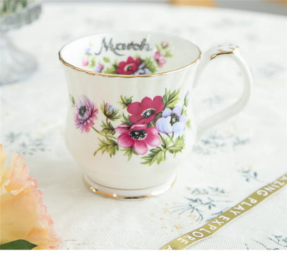 Vintage style Ceramic Seasonal Flower Mug