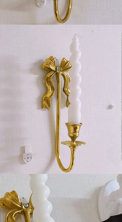 Bow brass wall candle holder vintage style