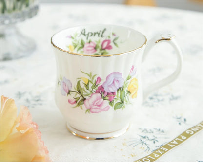 Vintage style Ceramic Seasonal Flower Mug