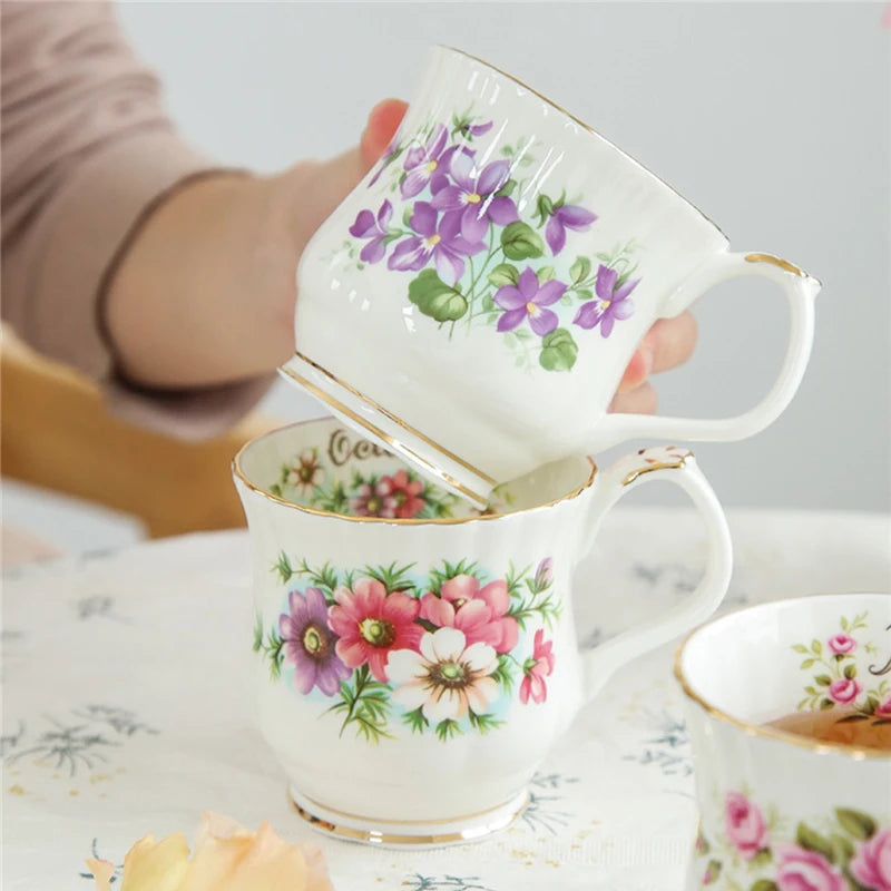 Vintage style Ceramic Seasonal Flower Mug