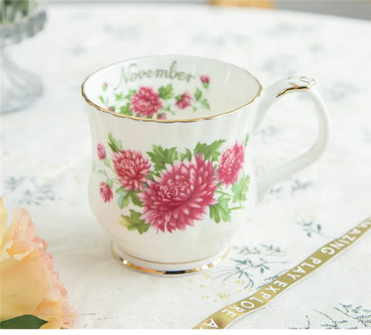 Vintage style Ceramic Seasonal Flower Mug