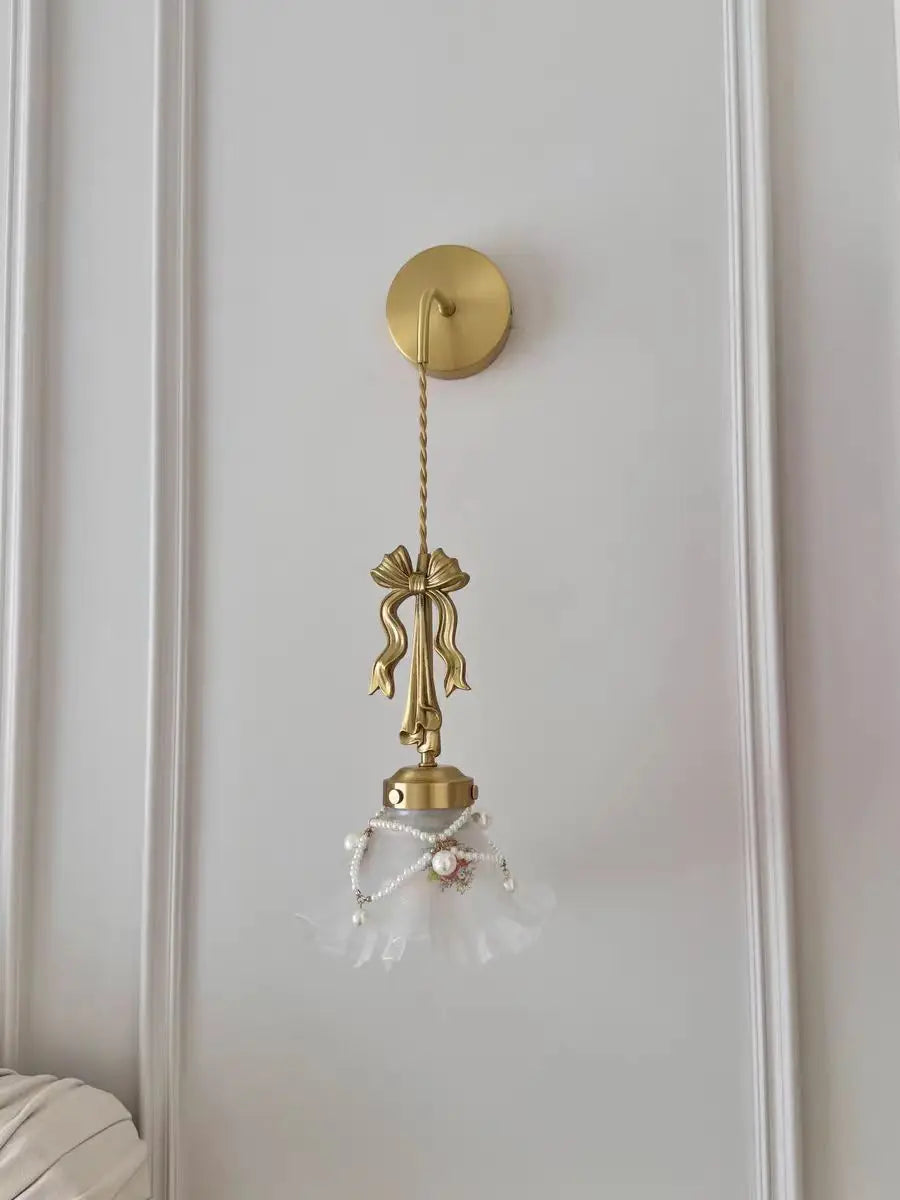 Brass Bow antique style Glass wall lamp