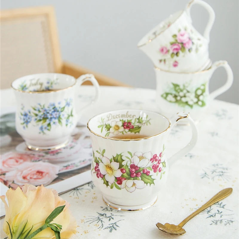 Vintage style Ceramic Seasonal Flower Mug