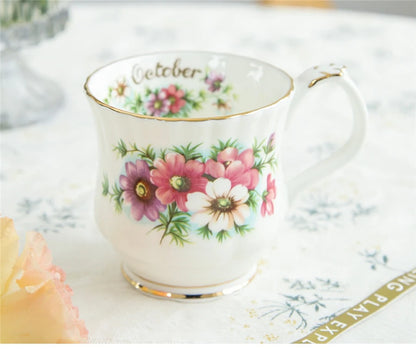 Vintage style Ceramic Seasonal Flower Mug