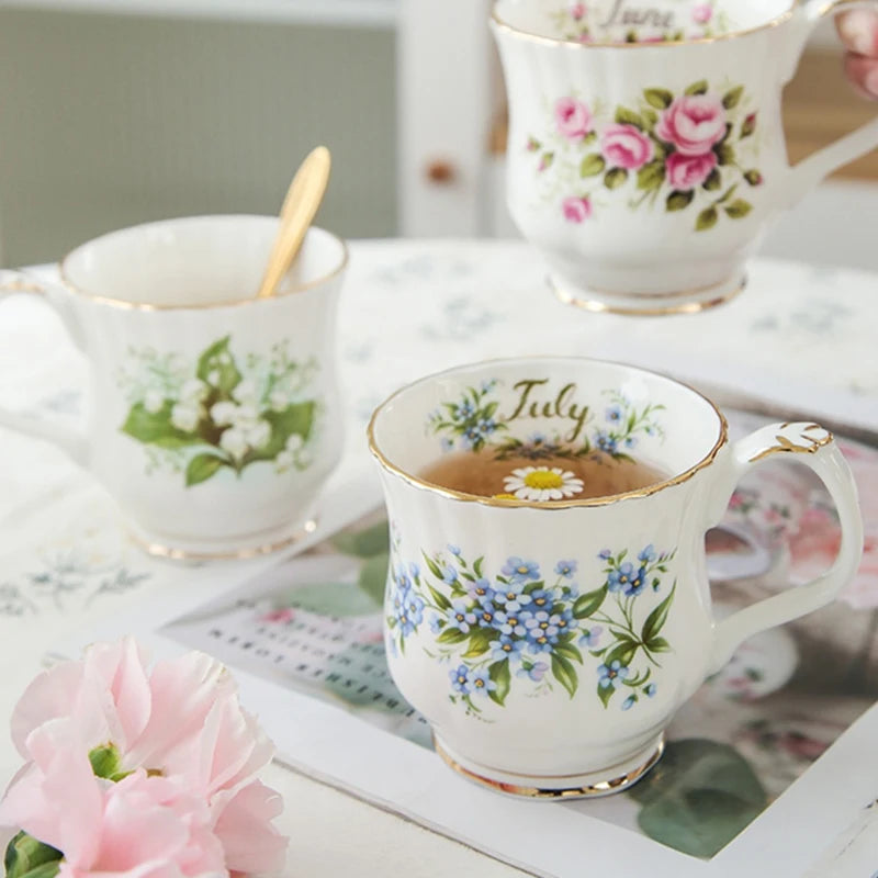 Vintage style Ceramic Seasonal Flower Mug