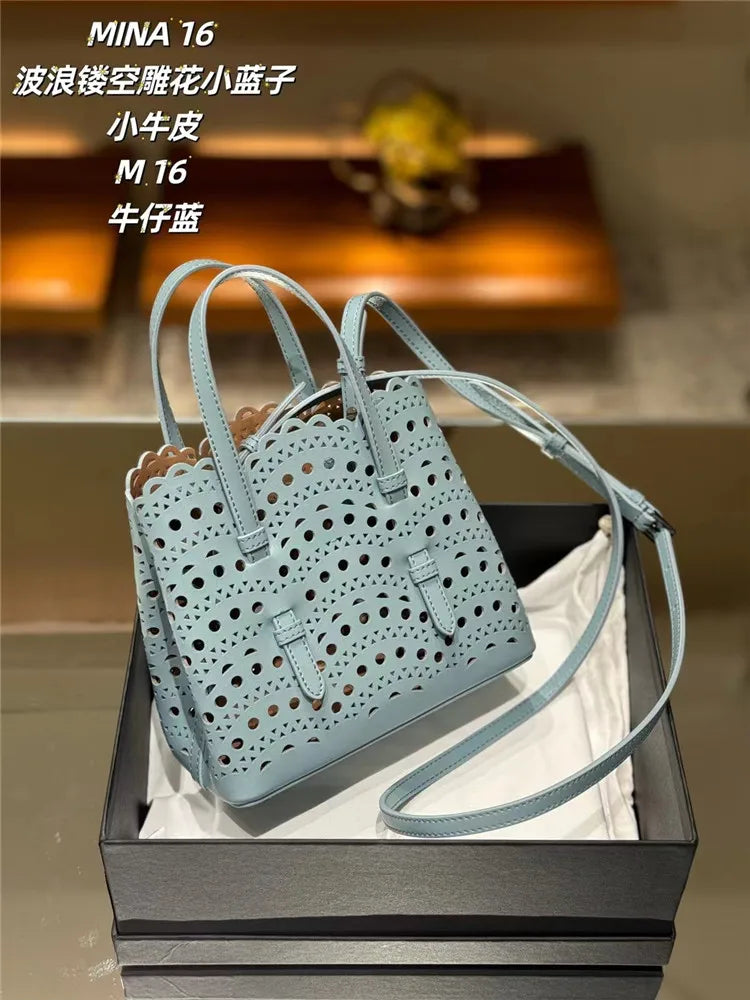 Calfskin Micro Tote Bag Lace Pattern