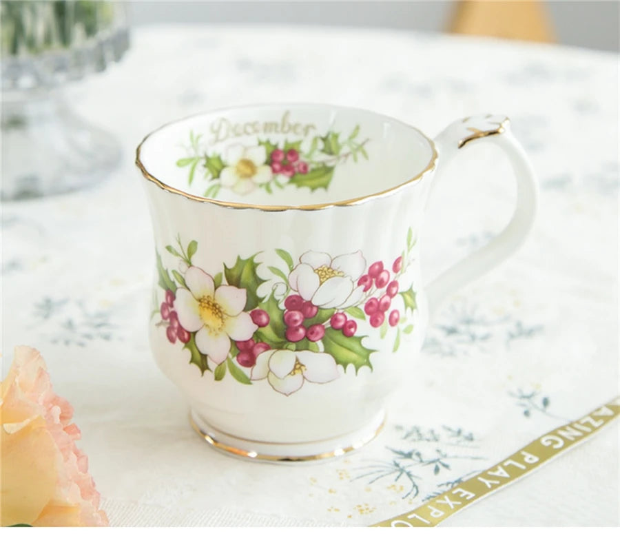 Vintage style Ceramic Seasonal Flower Mug