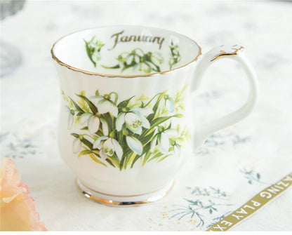 Vintage style Ceramic Seasonal Flower Mug