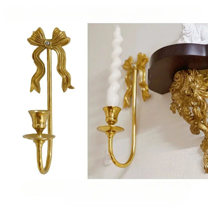 Bow brass wall candle holder vintage style