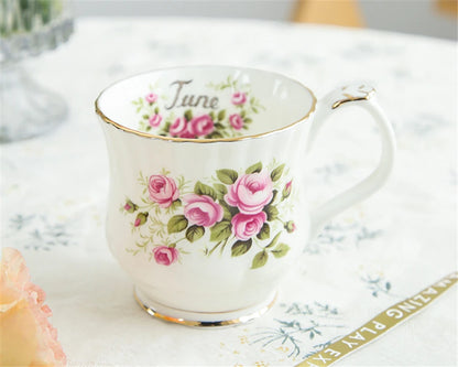 Vintage style Ceramic Seasonal Flower Mug