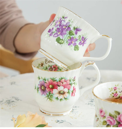 Vintage style Ceramic Seasonal Flower Mug