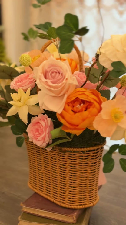 Large basket with handle flower arrangement
