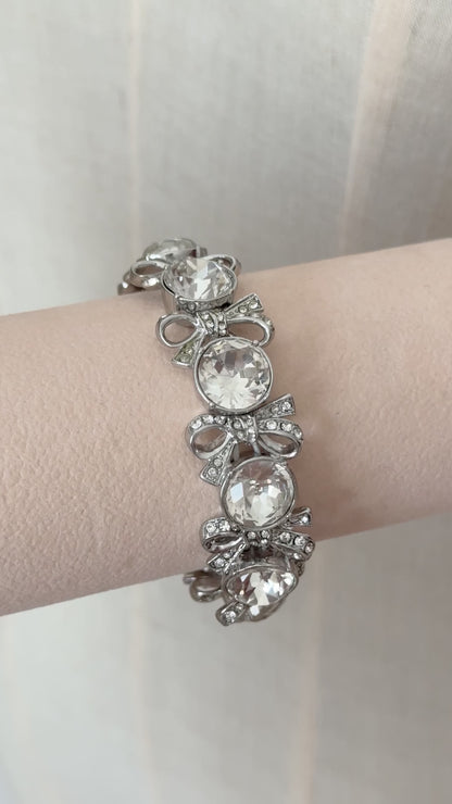 Vintage silver crystal bows bracelet